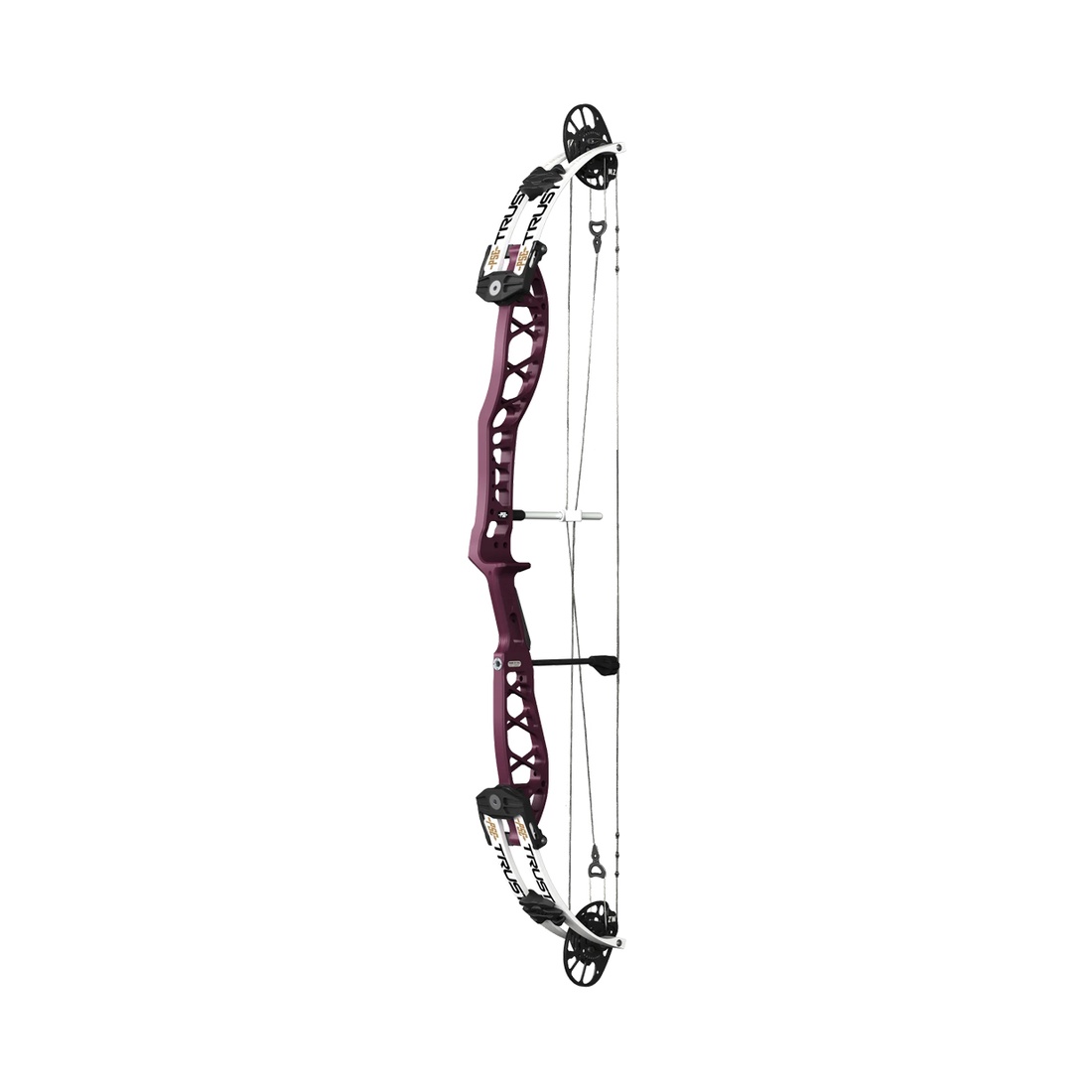 compoundboog, paarse boog, aluminium frame, katrollen, boogschietuitrusting