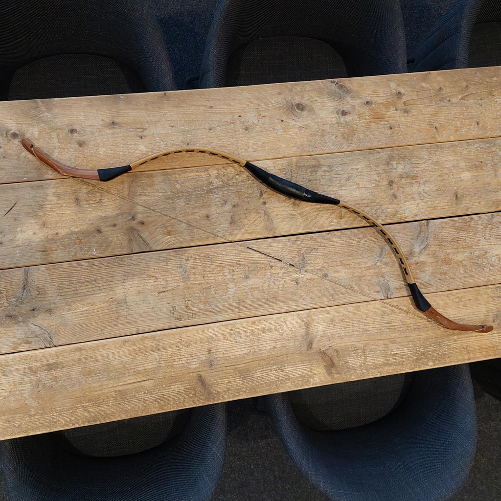 boogschutterboog, lederen boog, katoenen boog, natuurkleur, touwachtig ontwerp