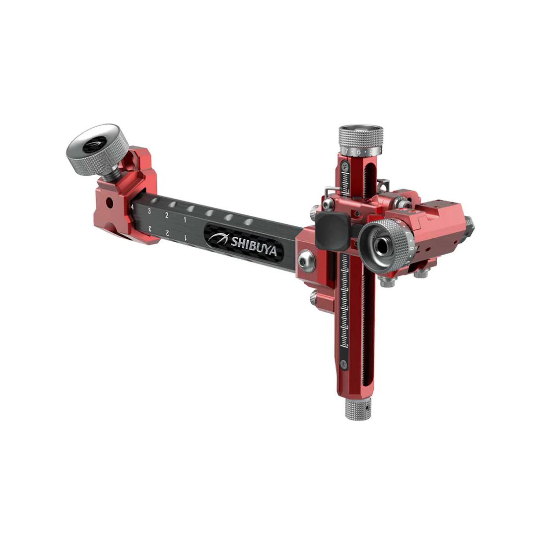 flange conical?, drill jig?, adjustable scale, red anodized, optical mount