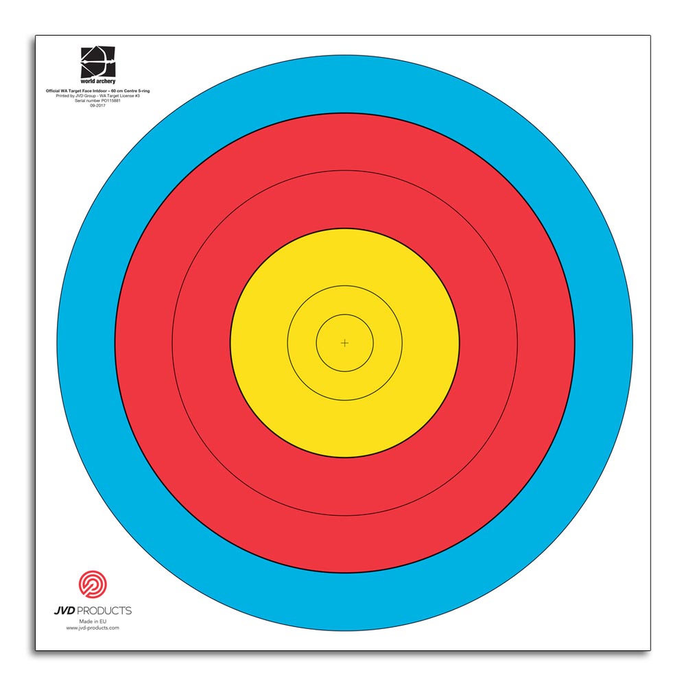 JVD target face FITA 60cm Centre 5-Ring - 250 Pcs